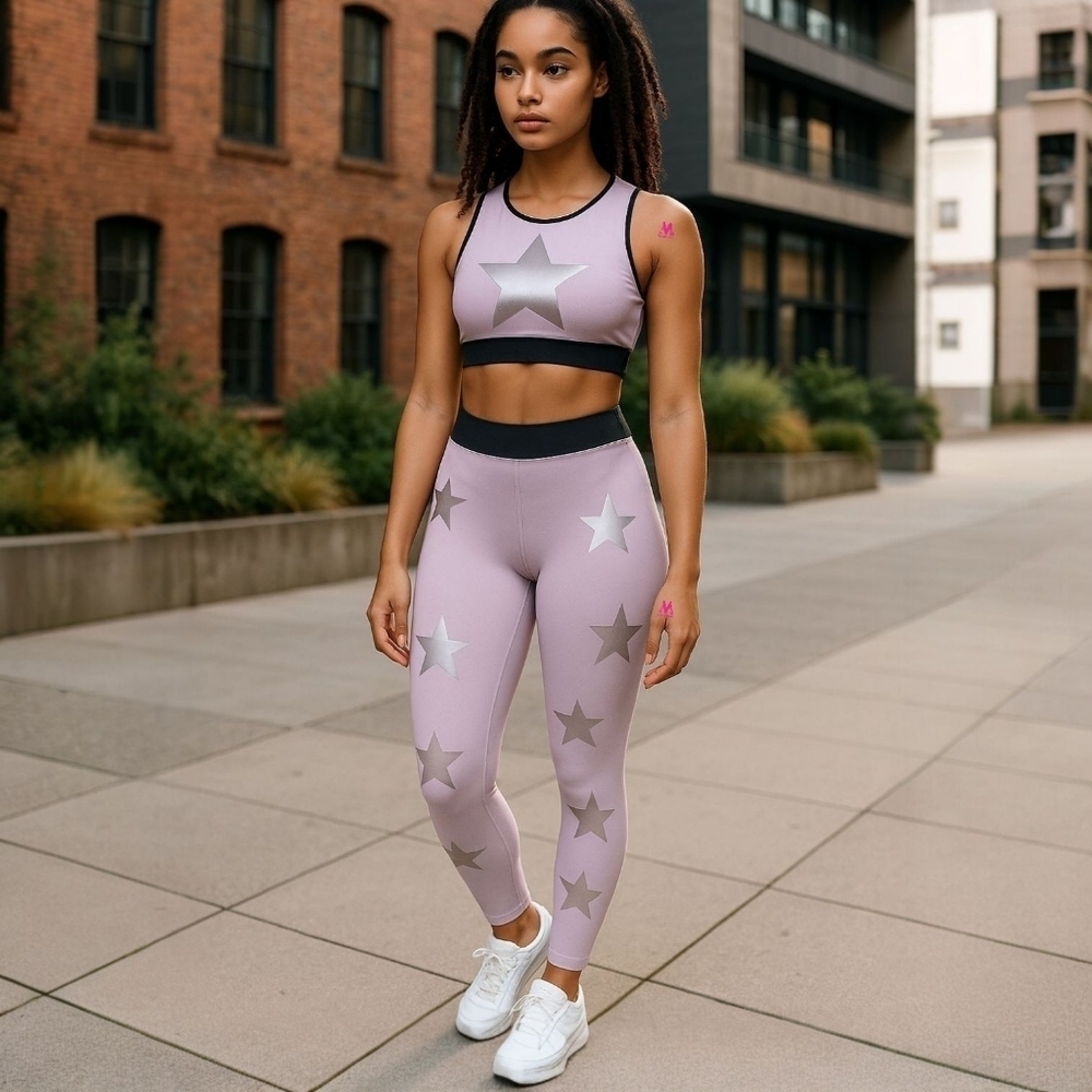 ULTRACOR Star Knockout Pink With Silver Metallic Stars Athletic Coord Sets XS